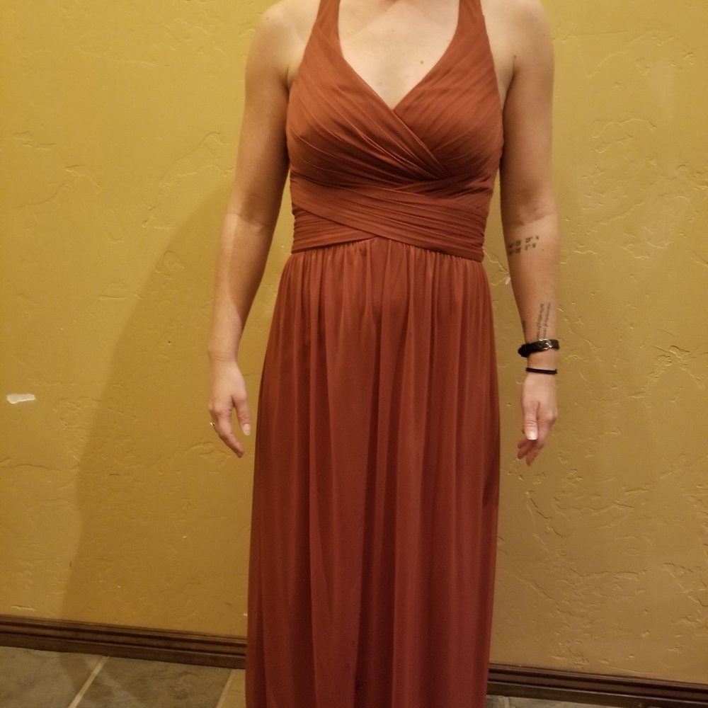 David's Bridal Cinnamon Bridesmaid Dress